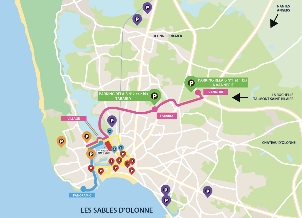 Les Sablesd’Olonne Vendée. VENDÉE GLOBE 2024 Parkings et Navettes